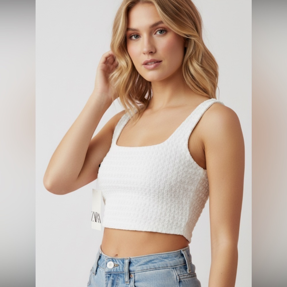 New Zara Textured Crop Top - Picture 12 of 13